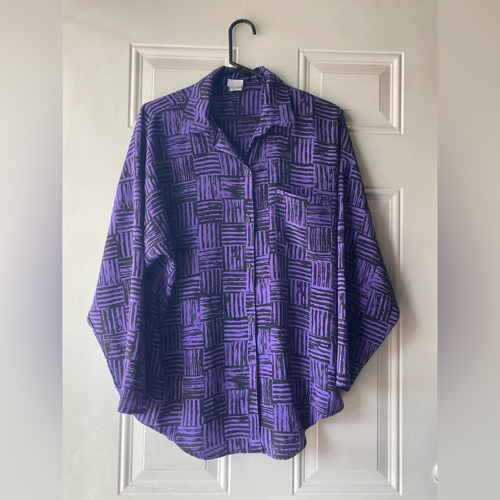 Chic Purple Geometric Women's Blouse